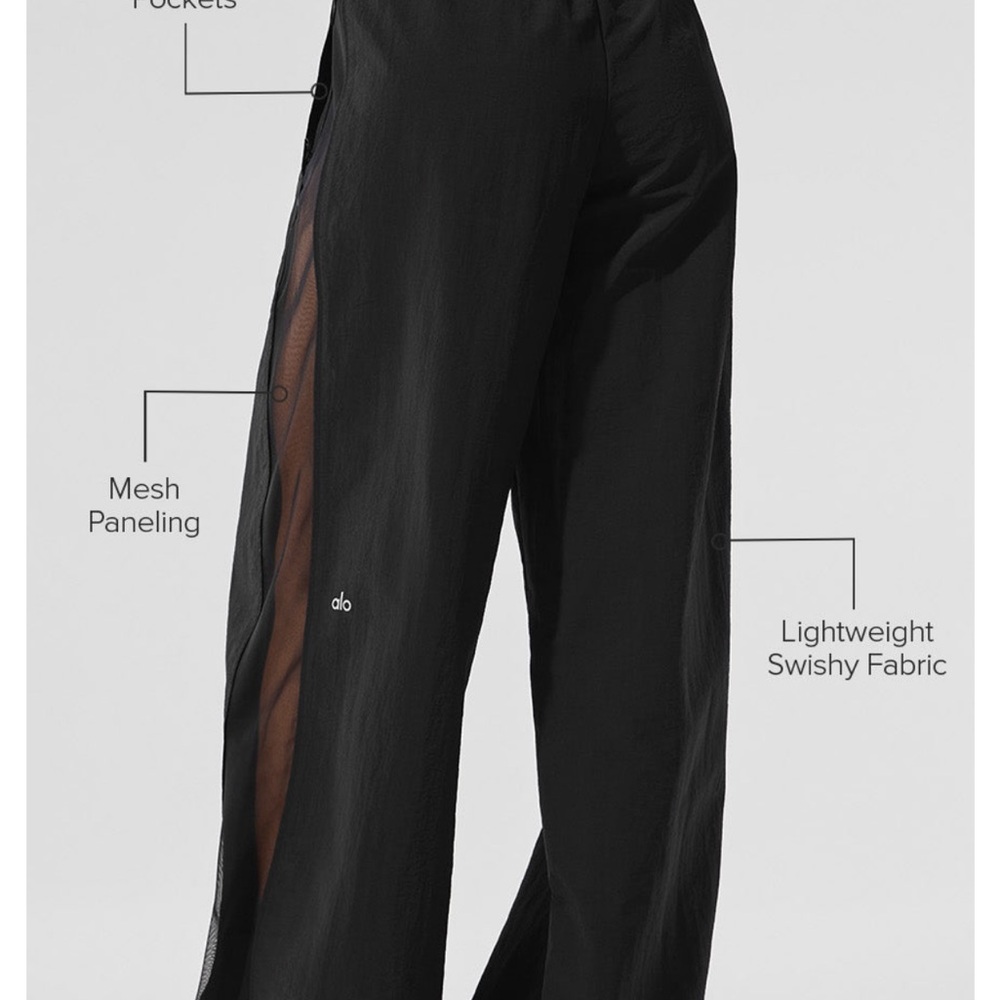 ALO Yoga Black Track Pants with Mesh Detail